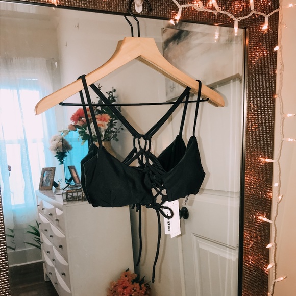 Other - Black Criss Cross Tie Bikini Top Size S